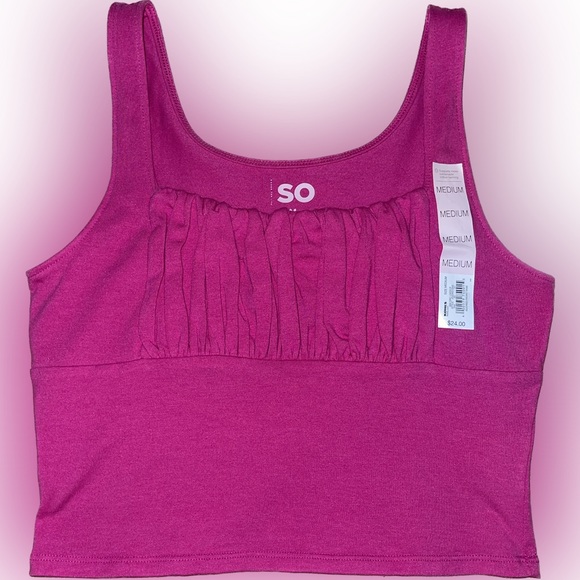 SO® Ruched Front Tank Top- pink- size medium - Picture 3 of 6